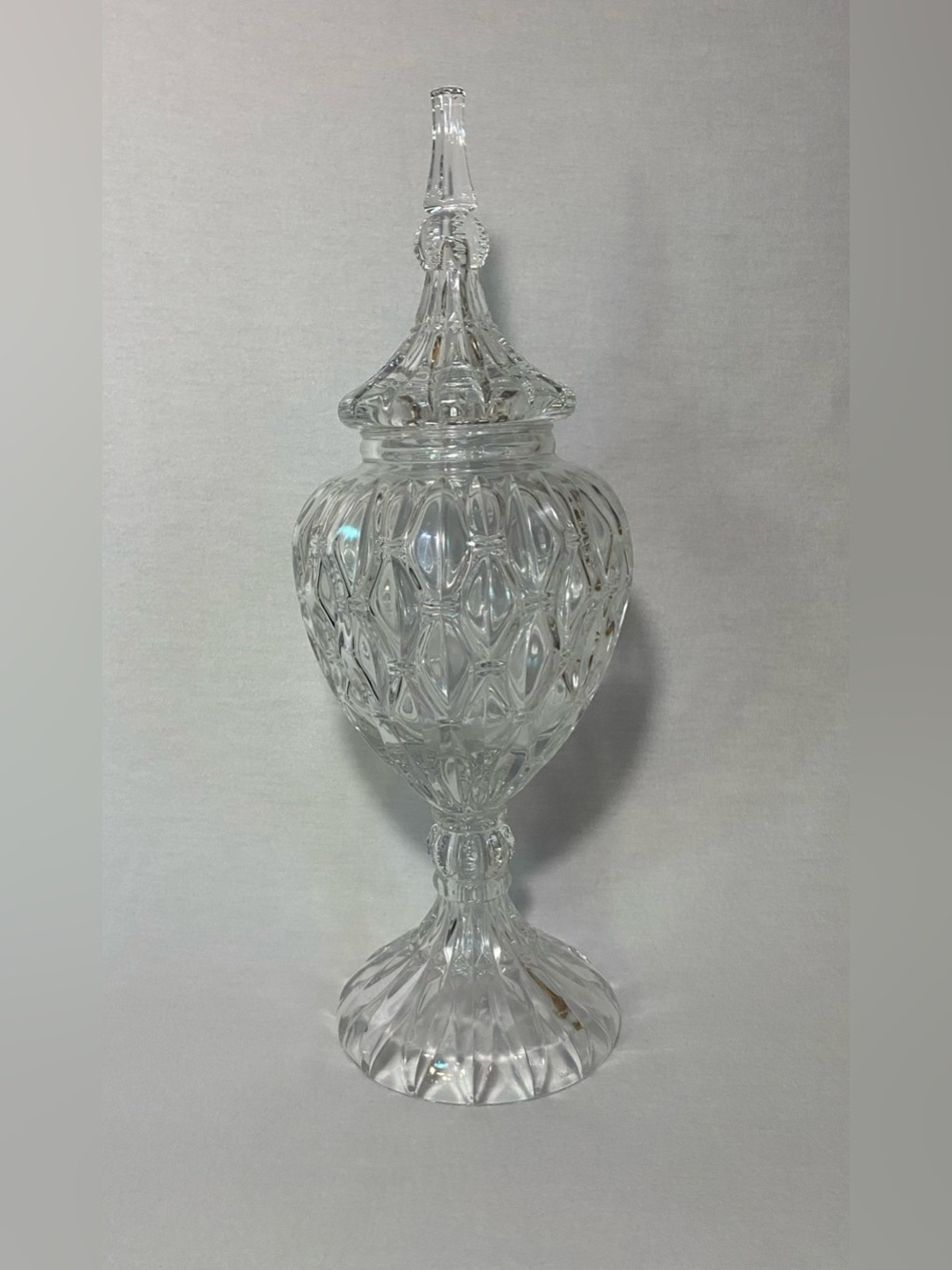 Monument Bohemian Apothecary Display Clear Crystal Jar With Lid 21.5" Tall